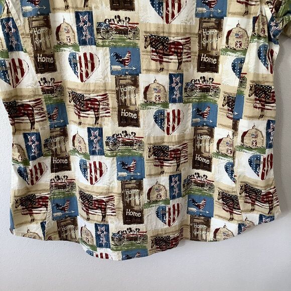 Bit & Bridle Cottagecore Americana Western Country Cowgirl Rodeo Button Down Top - Picture 9 of 12